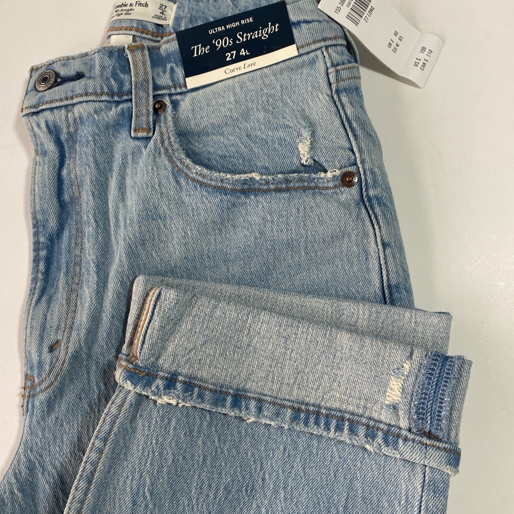ABERCROMBIE & FITCH 90s super high-rise straight jeans. Size: 27 LONG - Picture 14 of 14